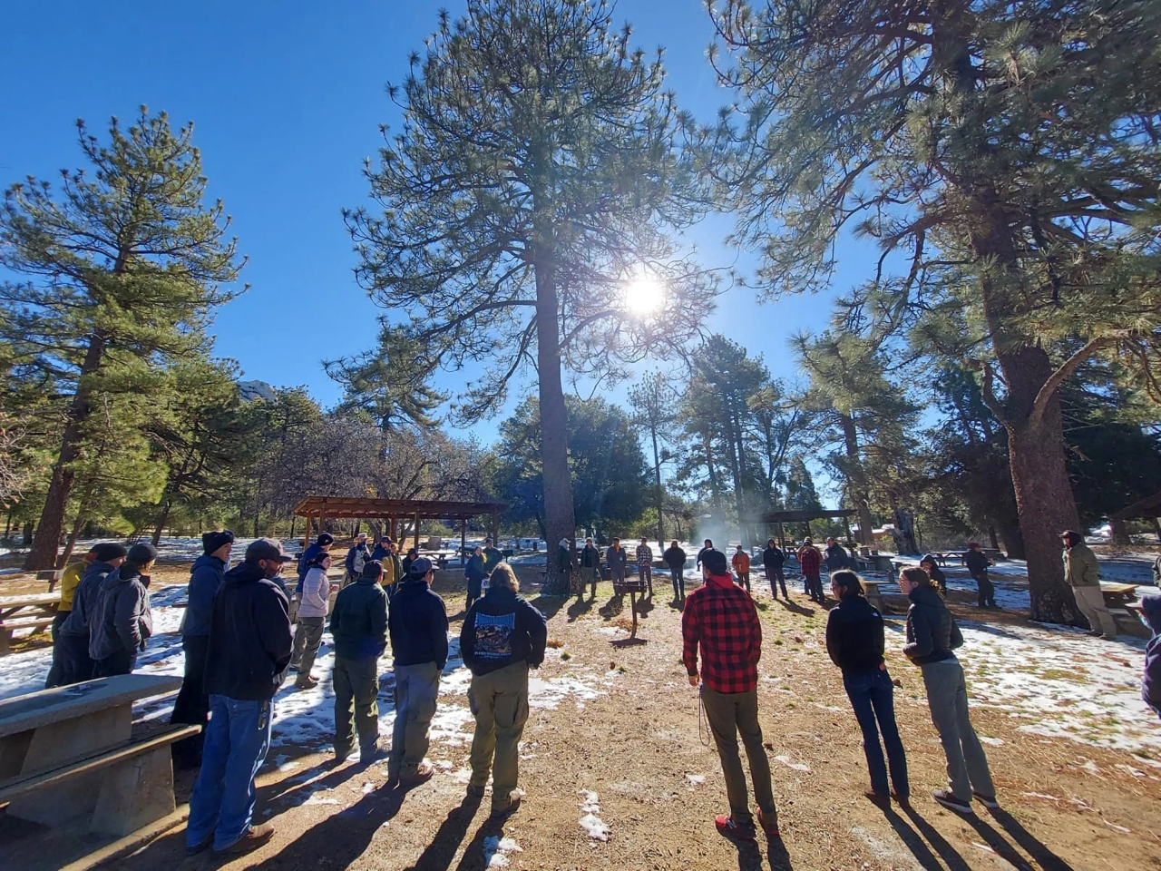 Above, Fig. 1d: Tribal fire stewardship training participants gathering for knowledge exchange. Photo: Althea Walker